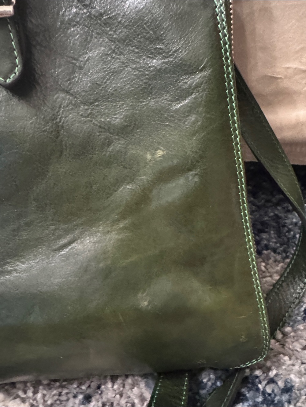 Time Resistance Green Leather Backpack - Picture 6 of 10